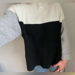 Autumn Cashmere color blocked knit sweater size large